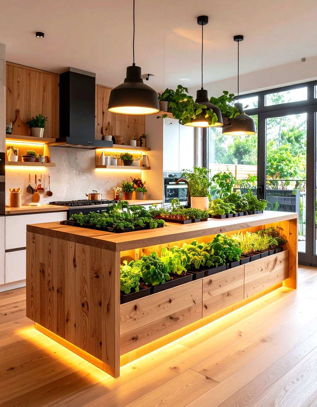Butcher Block Islands with Integrated Herb Gardens - 24 Small Kitchen Island Ideas