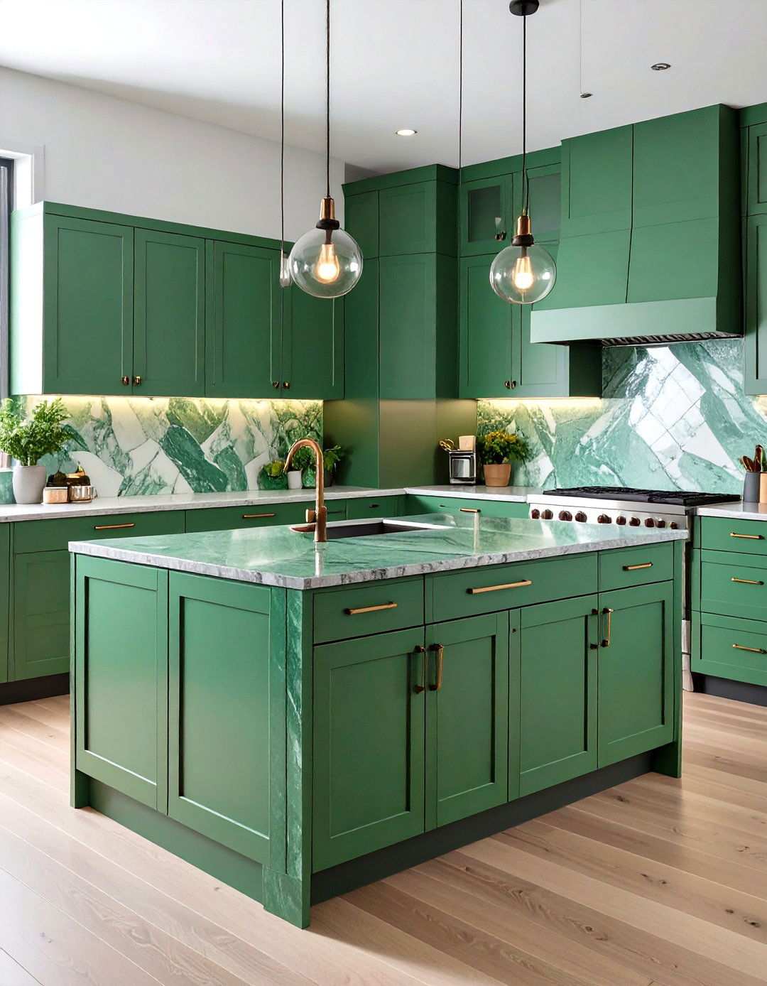 Butterfly Green Granite Eclectic Kitchen - 24 Kitchen With Green Countertops Ideas