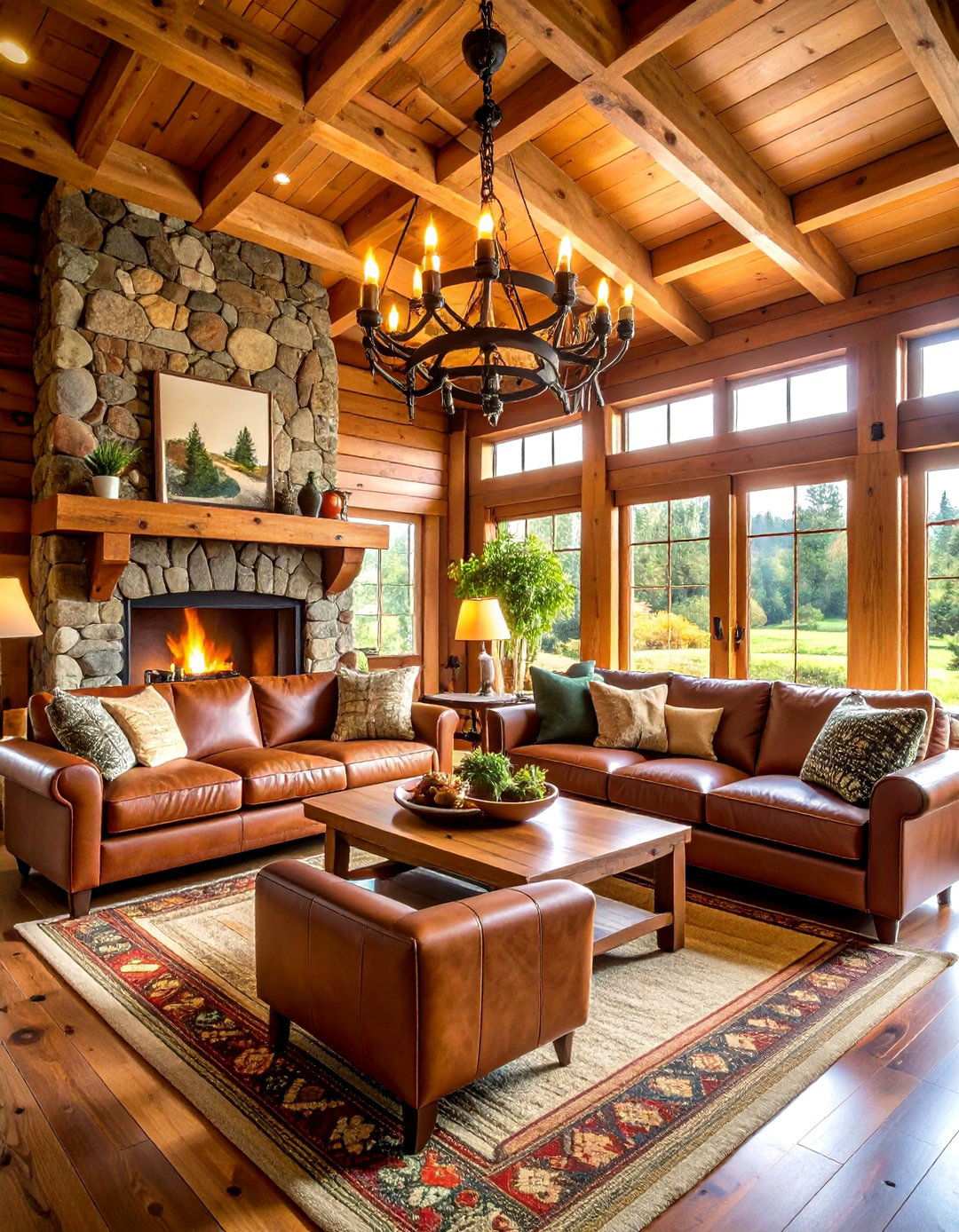 Cabin style Living Room with Cedar Shiplap Wall - 24 shiplap accent wall ideas