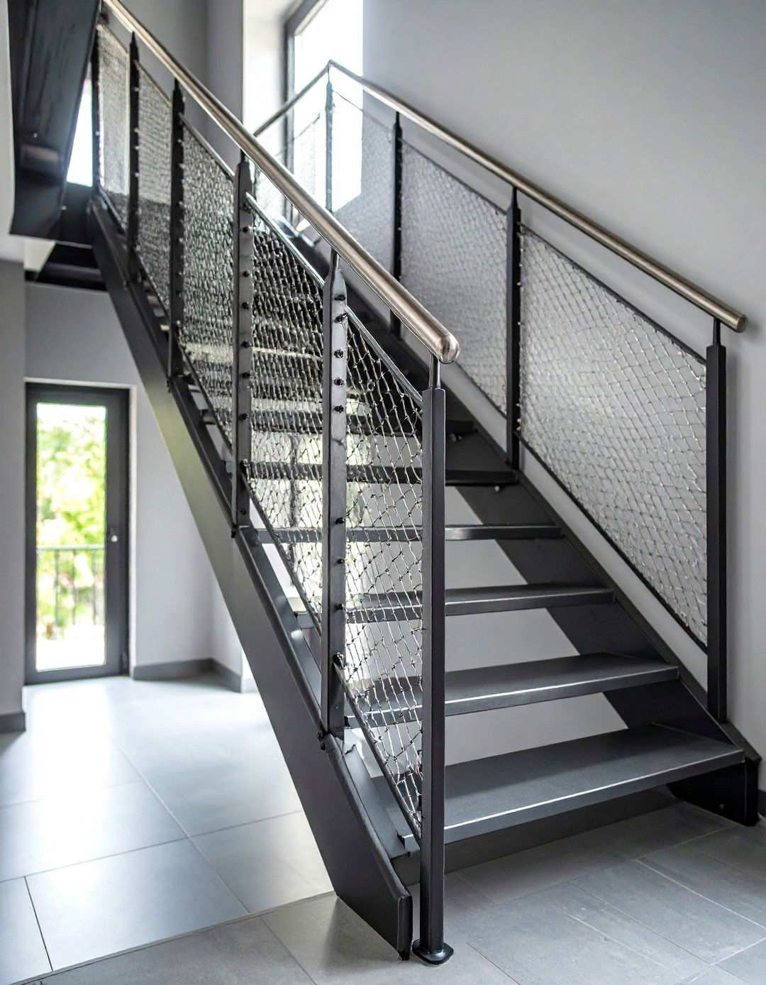 Cable Mesh Safety Railings - 24 Stair Railing Ideas