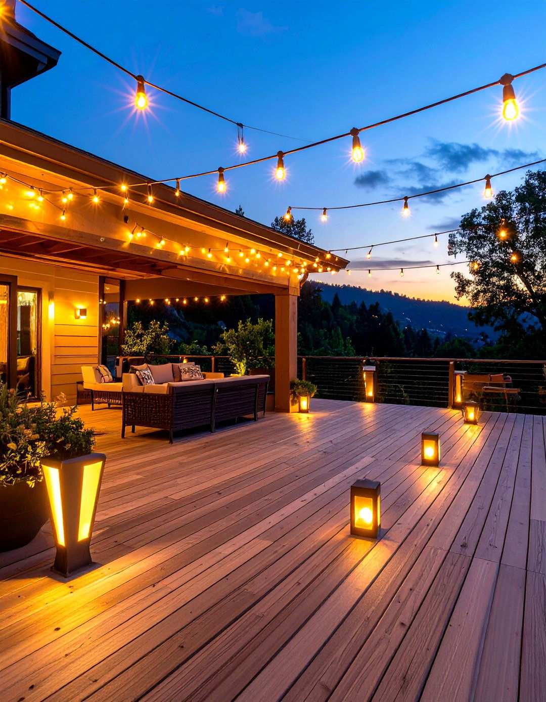 Cable with LED Lighting Integration - 24 Metal Deck Railing Ideas