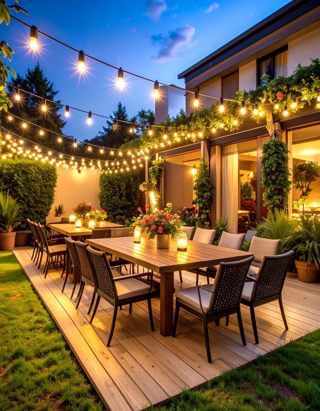 Cafe Bistro Style String Light Installation - 24 Patio String Light Ideas