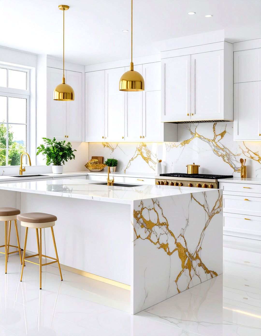 Calacatta Gold Marble Luxury Installation - 24 Marble Kitchen Floor Ideas