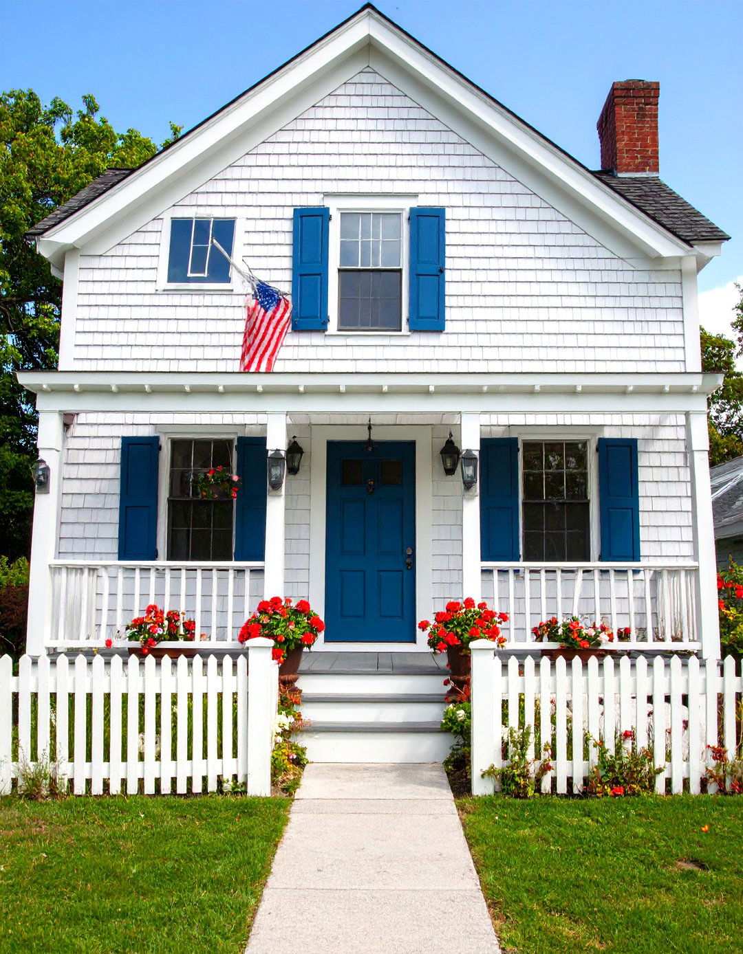 Cape Cod Farmhouse with Weathered Shingles - 24 White Farmhouse With Wrap-around Porch Ideas