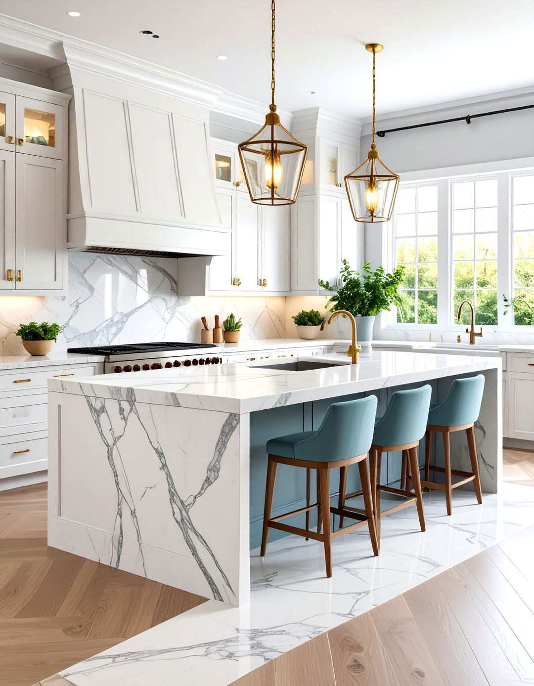 Carrara Inspired Subtle Veining Patterns - 24 Quartz Kitchen Countertops