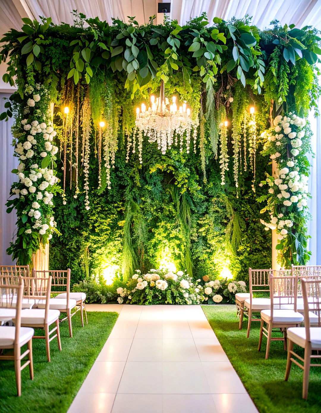 Cascading Greenery Wedding Altars - 24 Wedding Altar Ideas