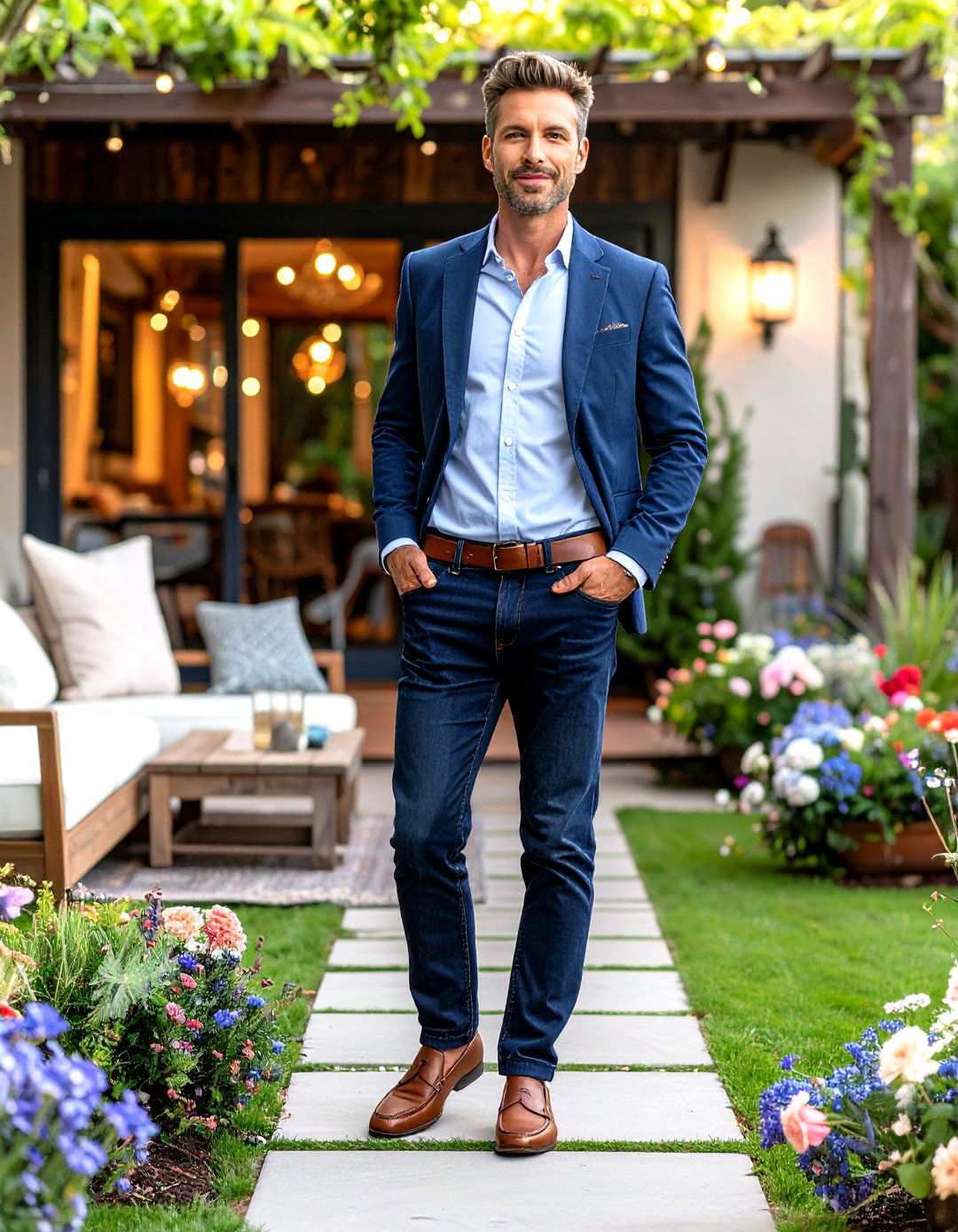 Casual Blazer and Jeans Combination - 24 Men's Wedding Outfit Ideas