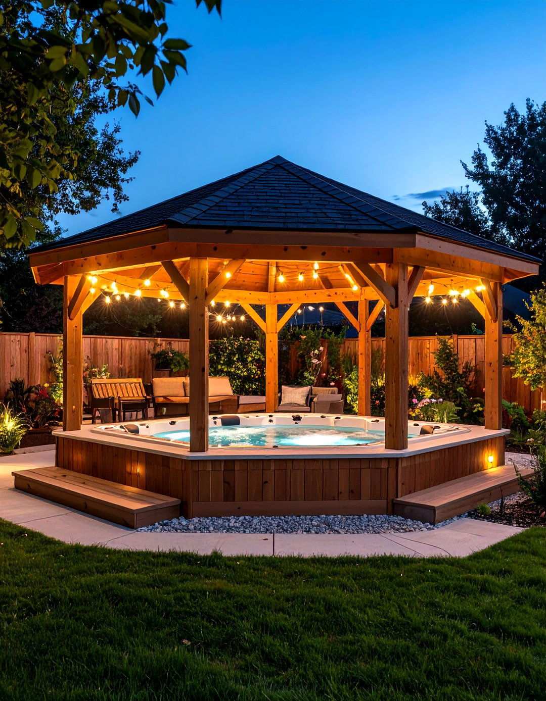 Cedar Gazebo Pavilion Enclosure - 24 Hot Tub Enclosure Ideas