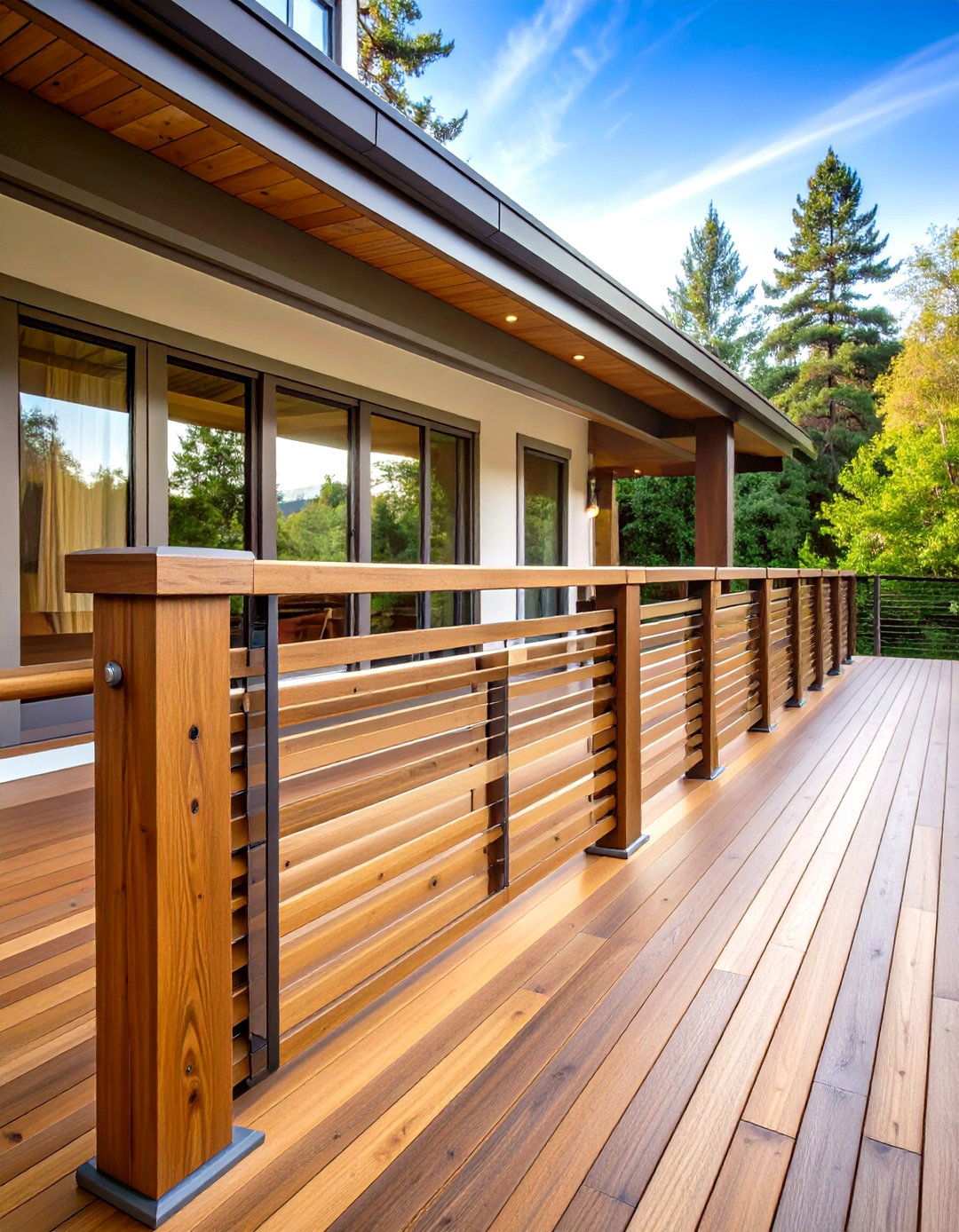 Cedar Horizontal Slat Railing System - 24 Horizontal Deck Railing Ideas