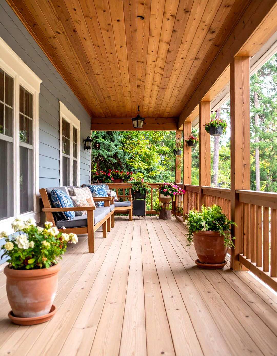 Cedar Material Natural Beauty - 24 Rustic Front Porch Ideas