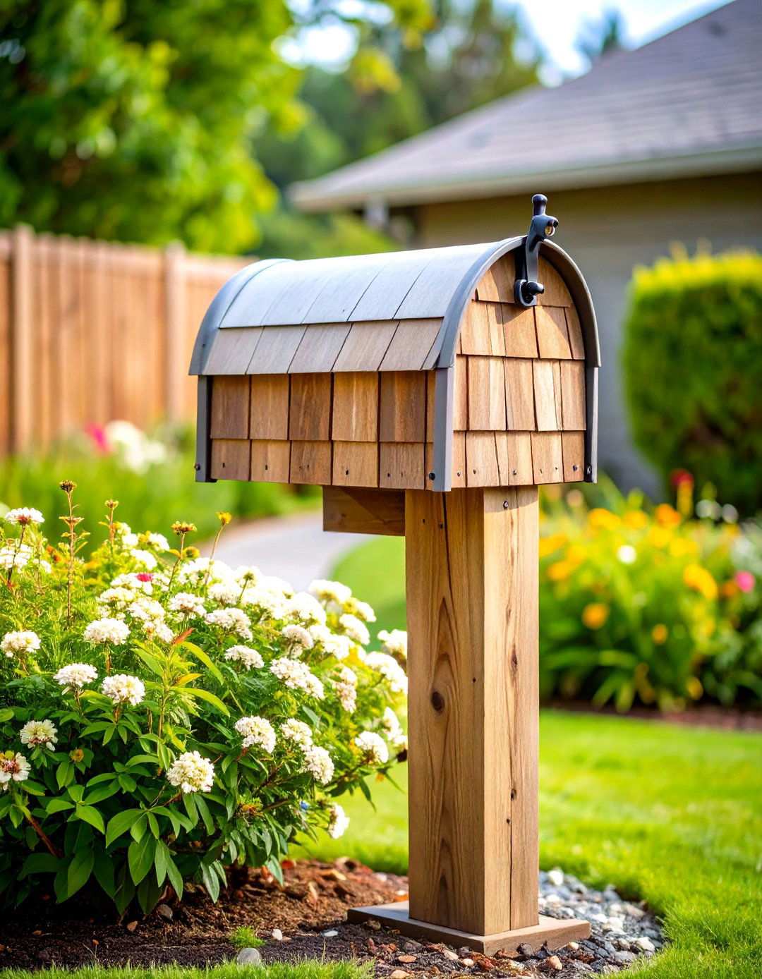 Cedar Shake Farmhouse Post - 24 Mailbox Post Ideas