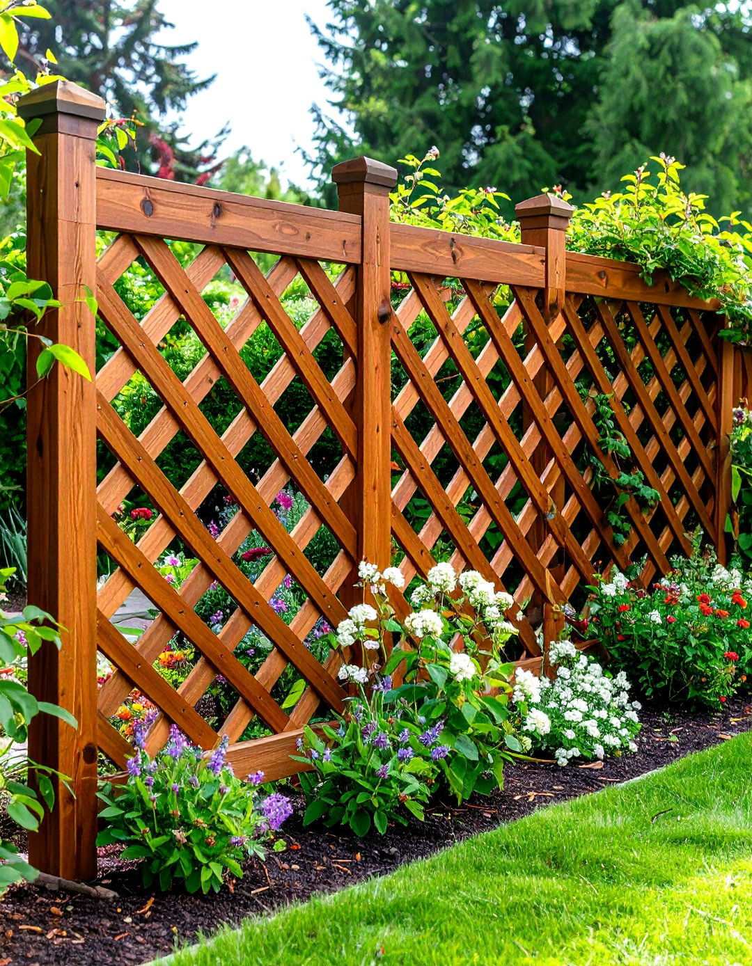 Cedar Wood Diagonal Lattice Panel - 24 Lattice Fence Ideas