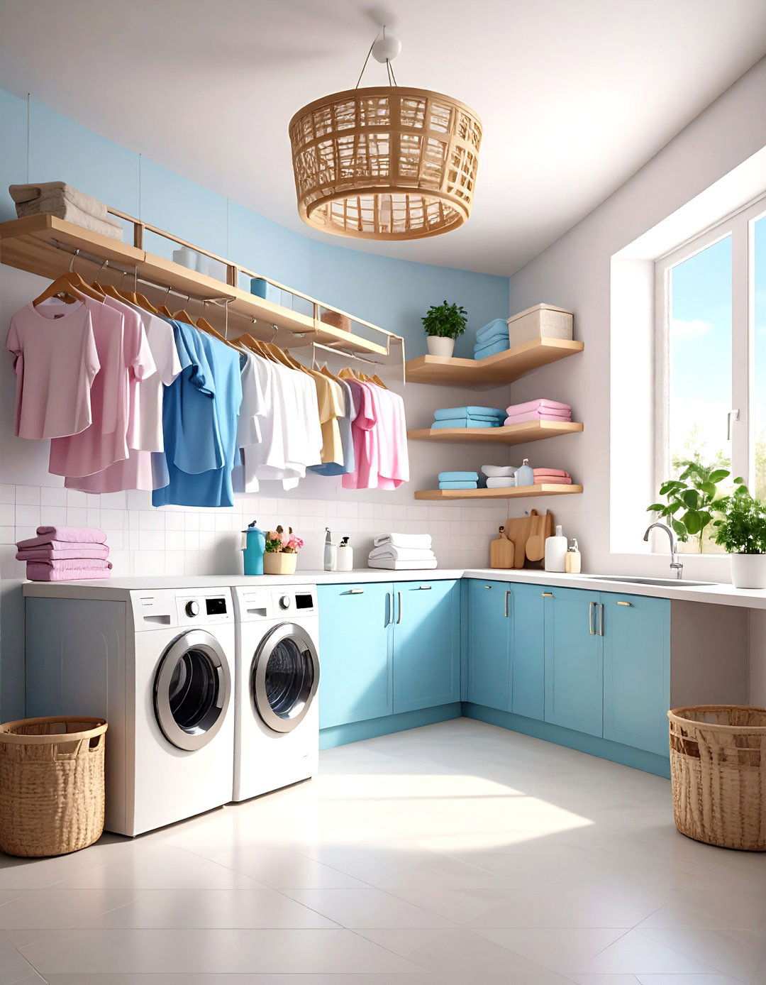 Ceiling Mounted Drying Shelves - 24 Laundry Room Shelf Ideas