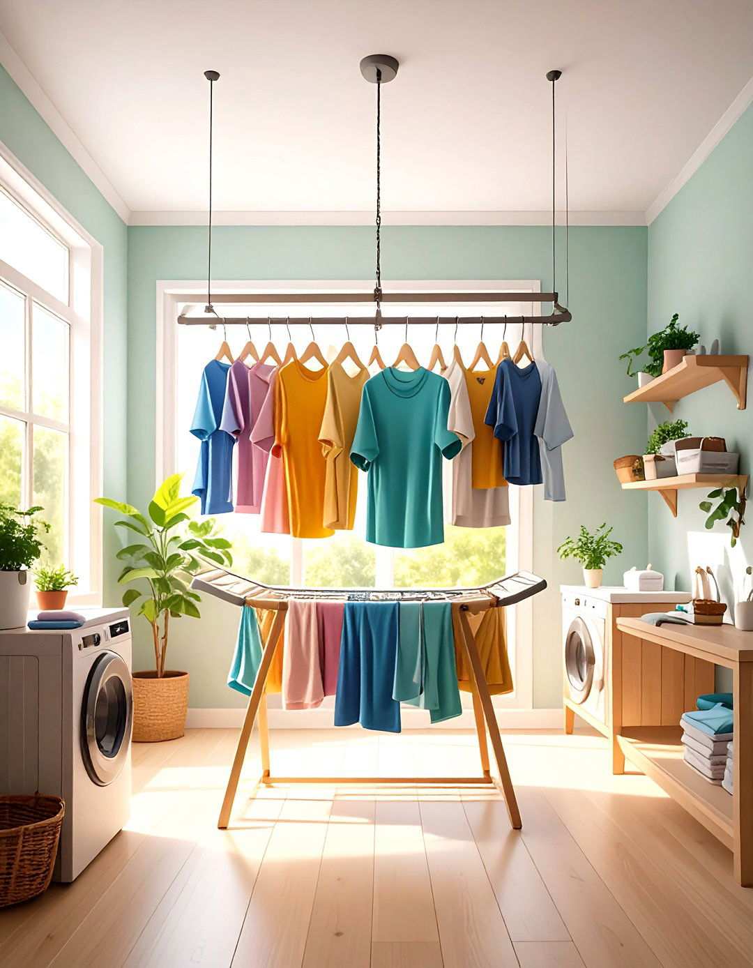 Ceiling Mounted Drying System - 24 Small Utility Room Ideas