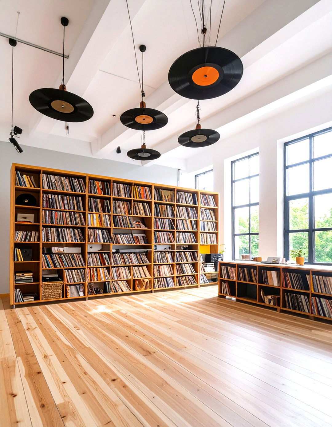 Ceiling Mounted Overhead Storage - 24 Vinyl Record Storage Ideas