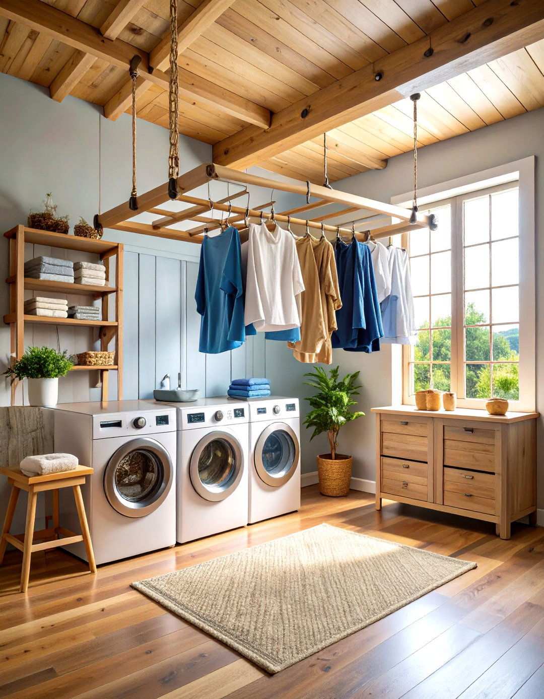 Ceiling Mounted Pulley Drying System - 24 Laundry Room Drying Rack Ideas