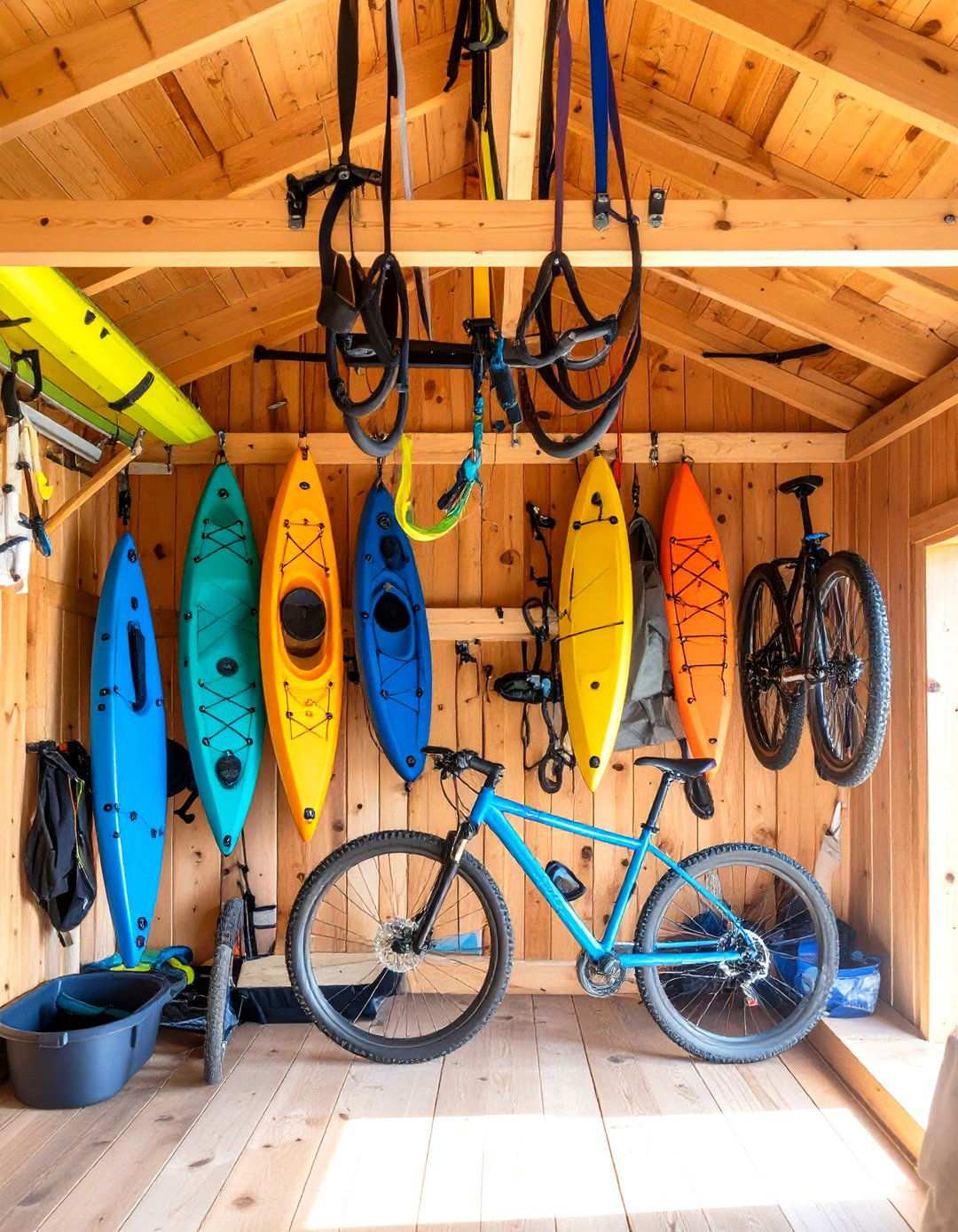 Ceiling Pulley Storage System - 24 Shed Organization Ideas