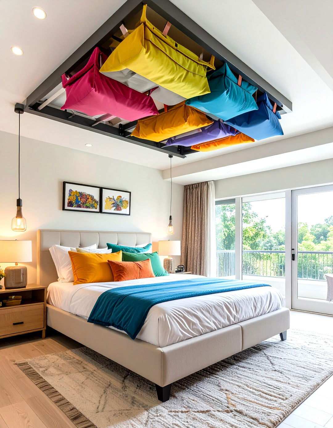 Ceiling Storage Track Systems - 24 small bedroom storage ideas