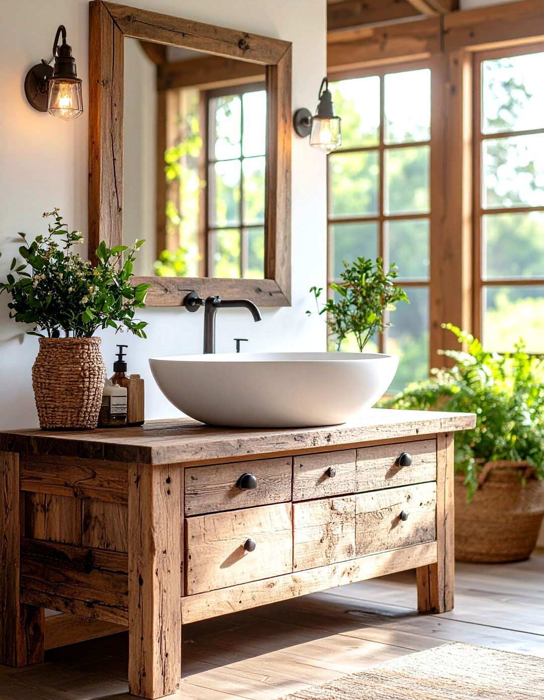 Ceramic Bowl Sink with Reclaimed Wood Vanity - 24 Small Bathroom Sink Ideas