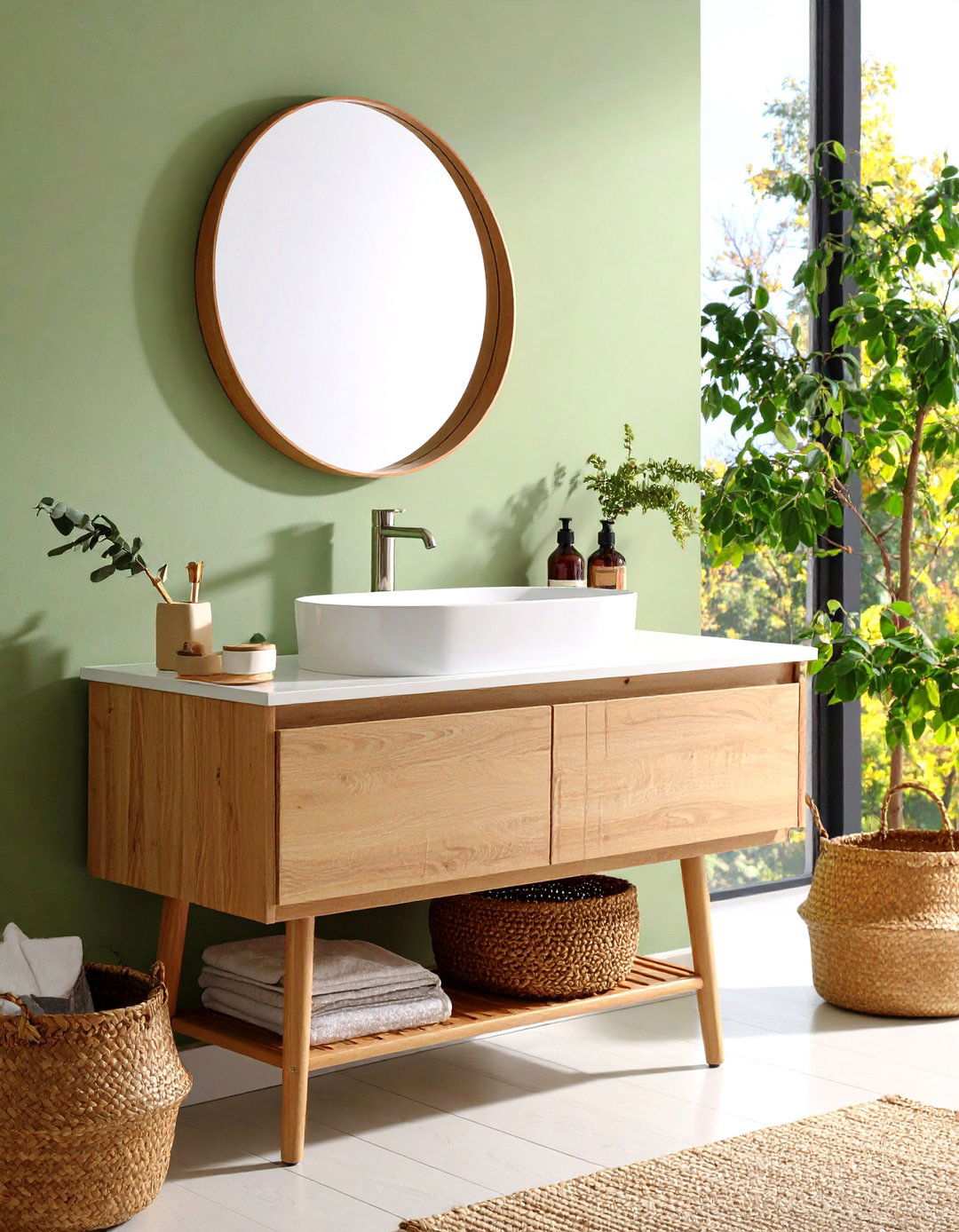 Ceramic Drop In Sink with Space Saving Vanity - 24 Small Bathroom Sink Ideas