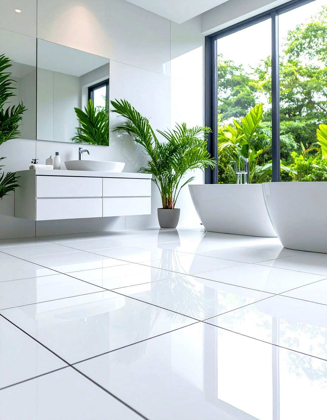Ceramic Tile with Bold Grout - 24 Small Bathroom Flooring Ideas