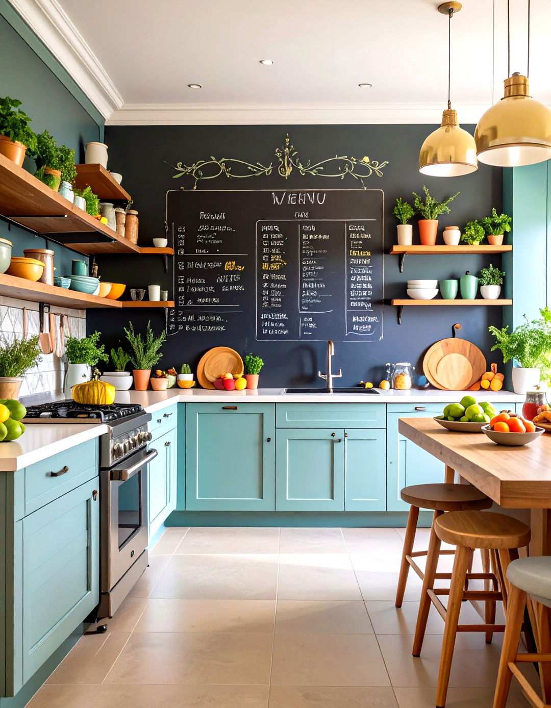 Chalkboard Menu Planning Wall - 24 Kitchen Wall Decor Ideas