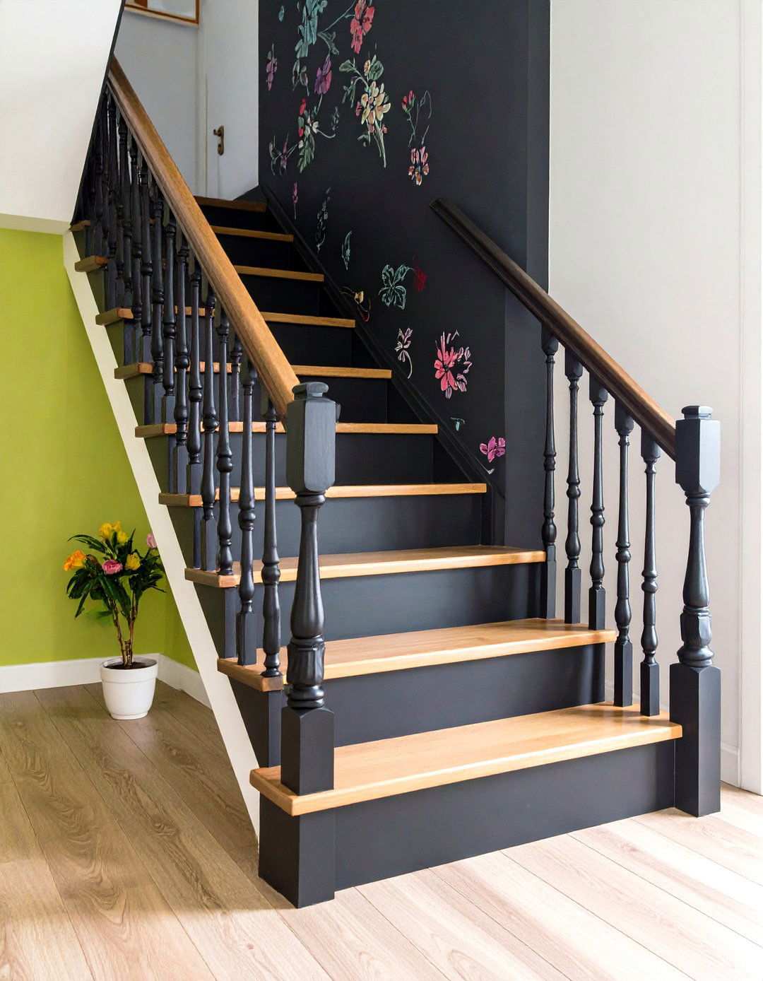 Chalkboard Painted Stair Creativity - 24 Painted Stair Ideas