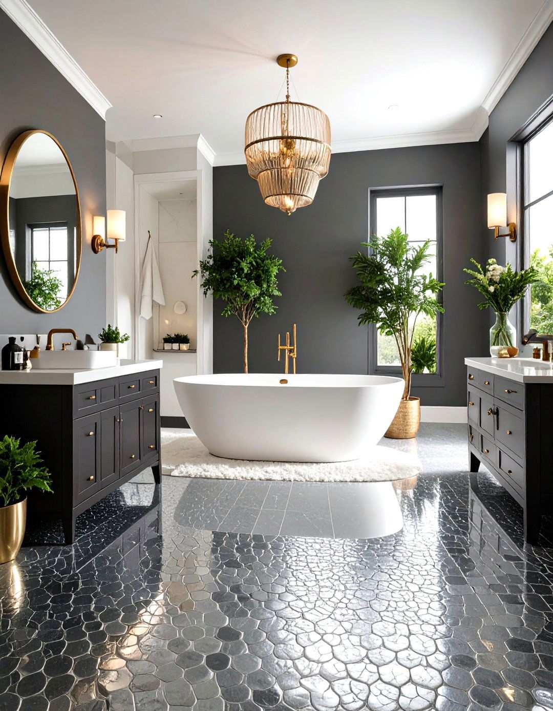 Charcoal and Silver Modern Palette - 24 Penny Tile Bathroom Floor Ideas
