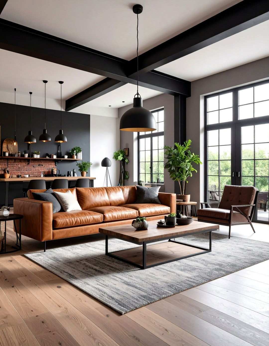 Charcoal Gray Living Room with Industrial Elements - 24 Moody Living Room Ideas