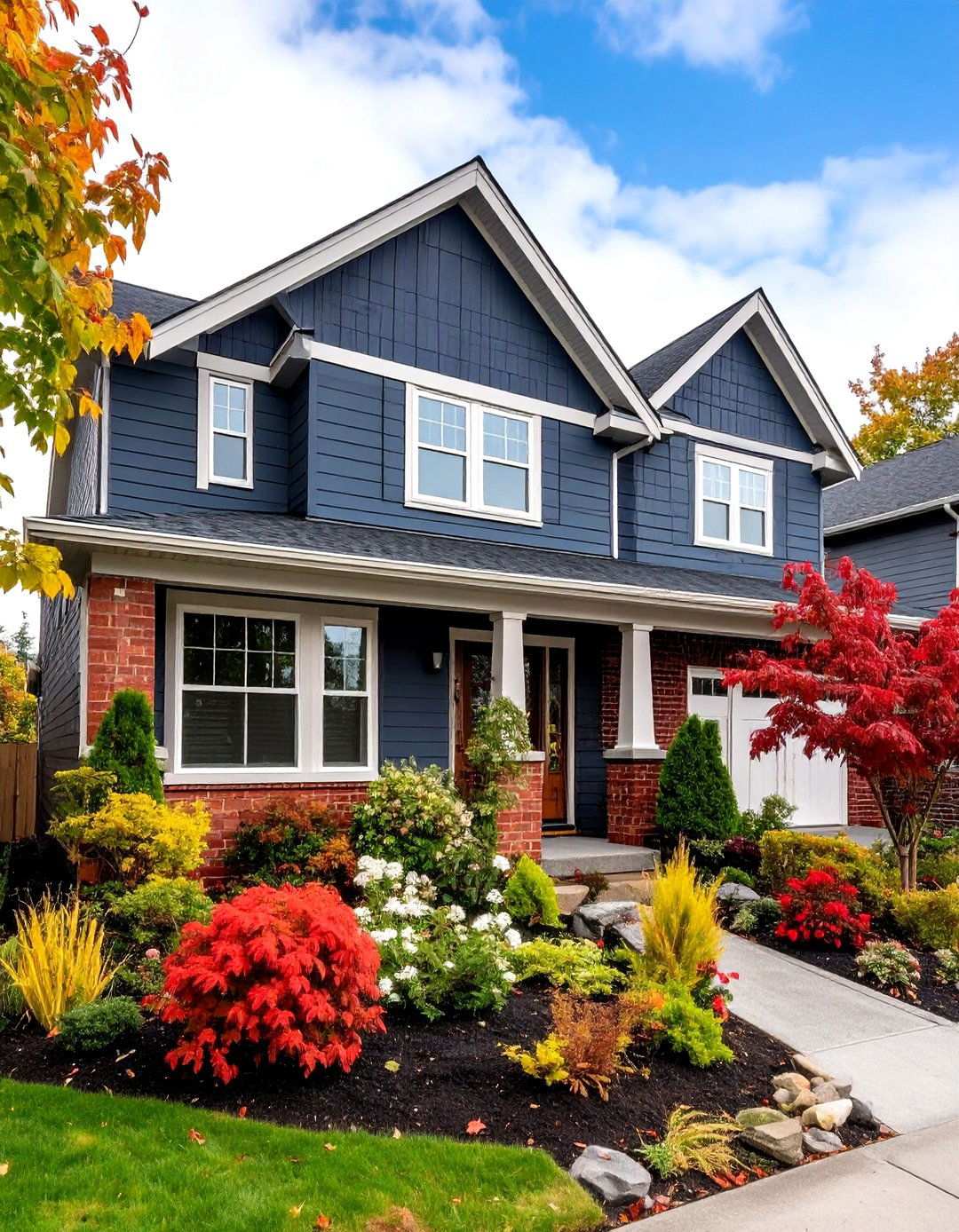 Charcoal Vinyl with Red Brick Traditional Appeal - 24 Vinyl Siding and Brick Combinations