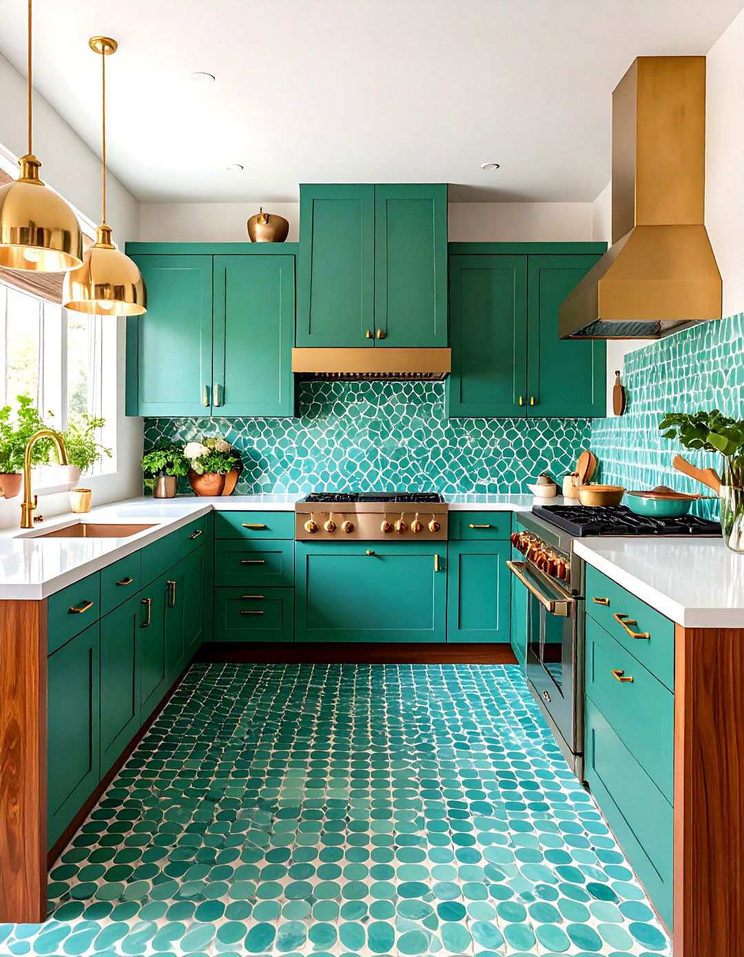 Chartreuse Glass Penny Tile Kitchen - 24 Kitchen With Green Backsplash Ideas