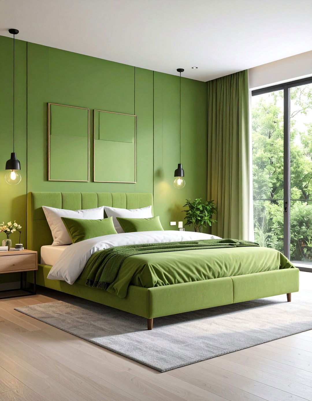 Chartreuse Green Contemporary Bedroom - 24 Light Green Bedroom Ideas