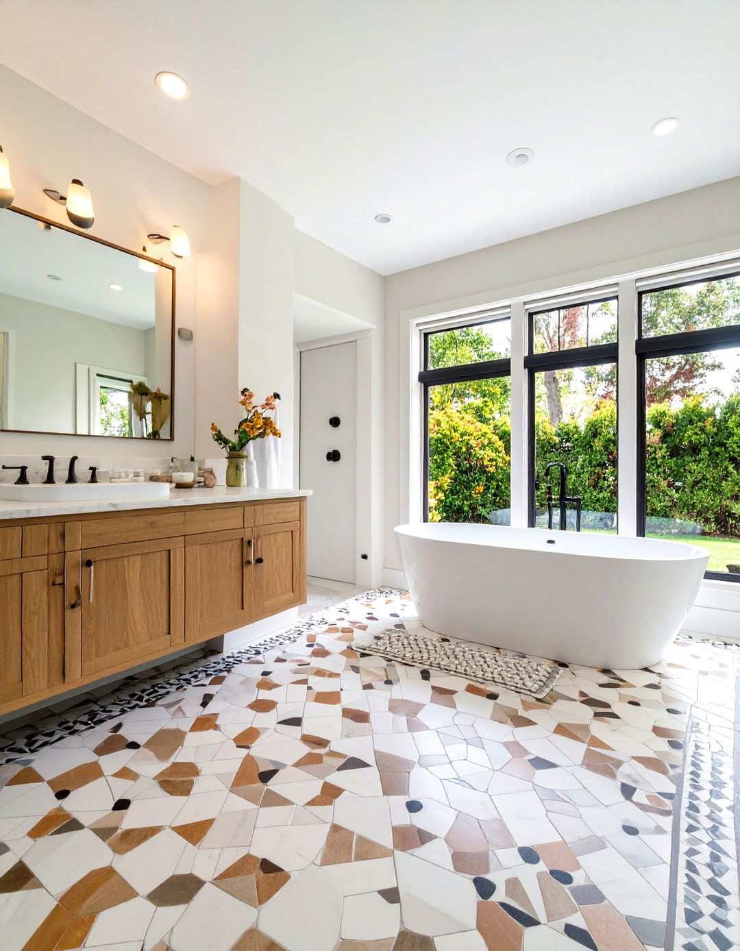 Checkerboard Diamond Orientation - 24 Penny Tile Bathroom Floor Ideas