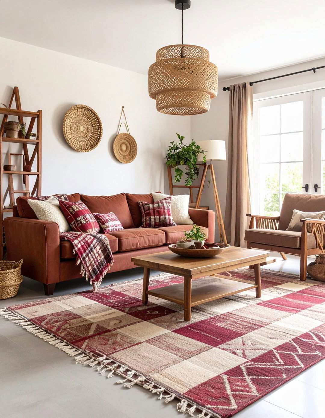 Checkerboard Pattern Textile Focus - 24 Primitive Living Room Ideas