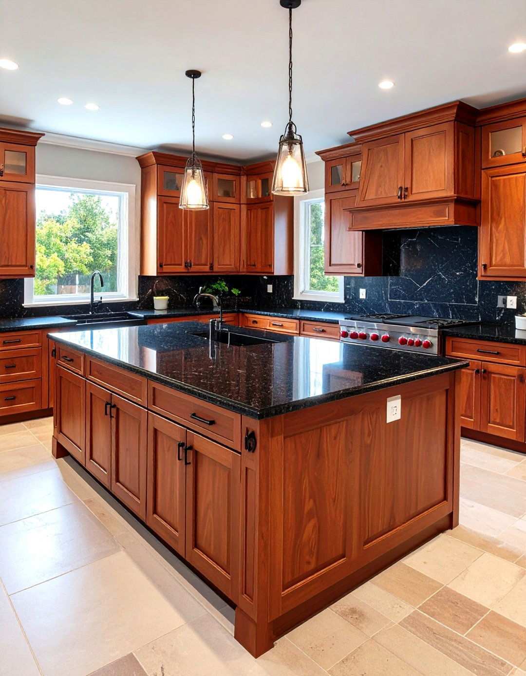 Cherry Cabinets with Dark Granite Countertops - 24 Natural Cherry Kitchen Cabinets
