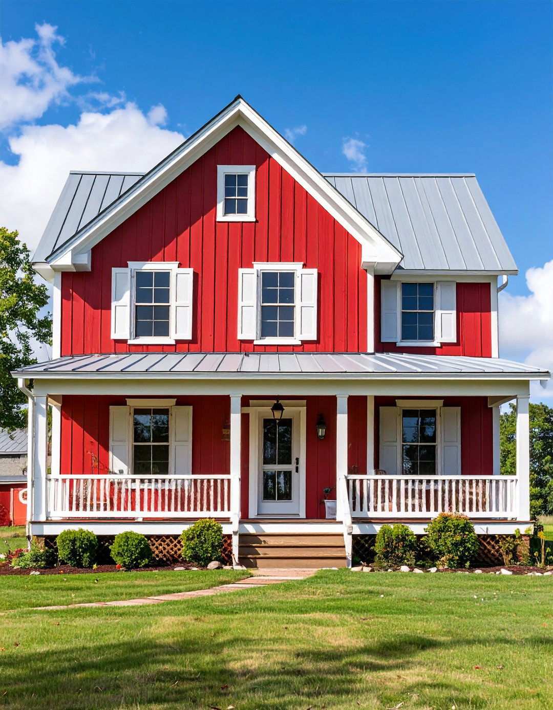 Cherry Red Clapboard Farmhouse - 24 red home exterior ideas