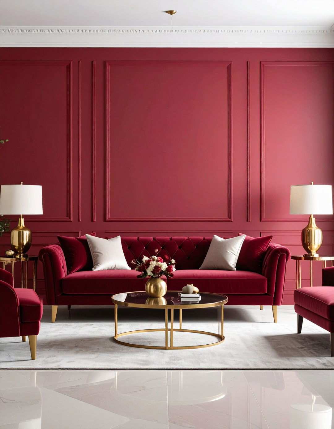 Cherry Red Color Drenched Living Room - 24 Pinterest Living Room Decor Ideas