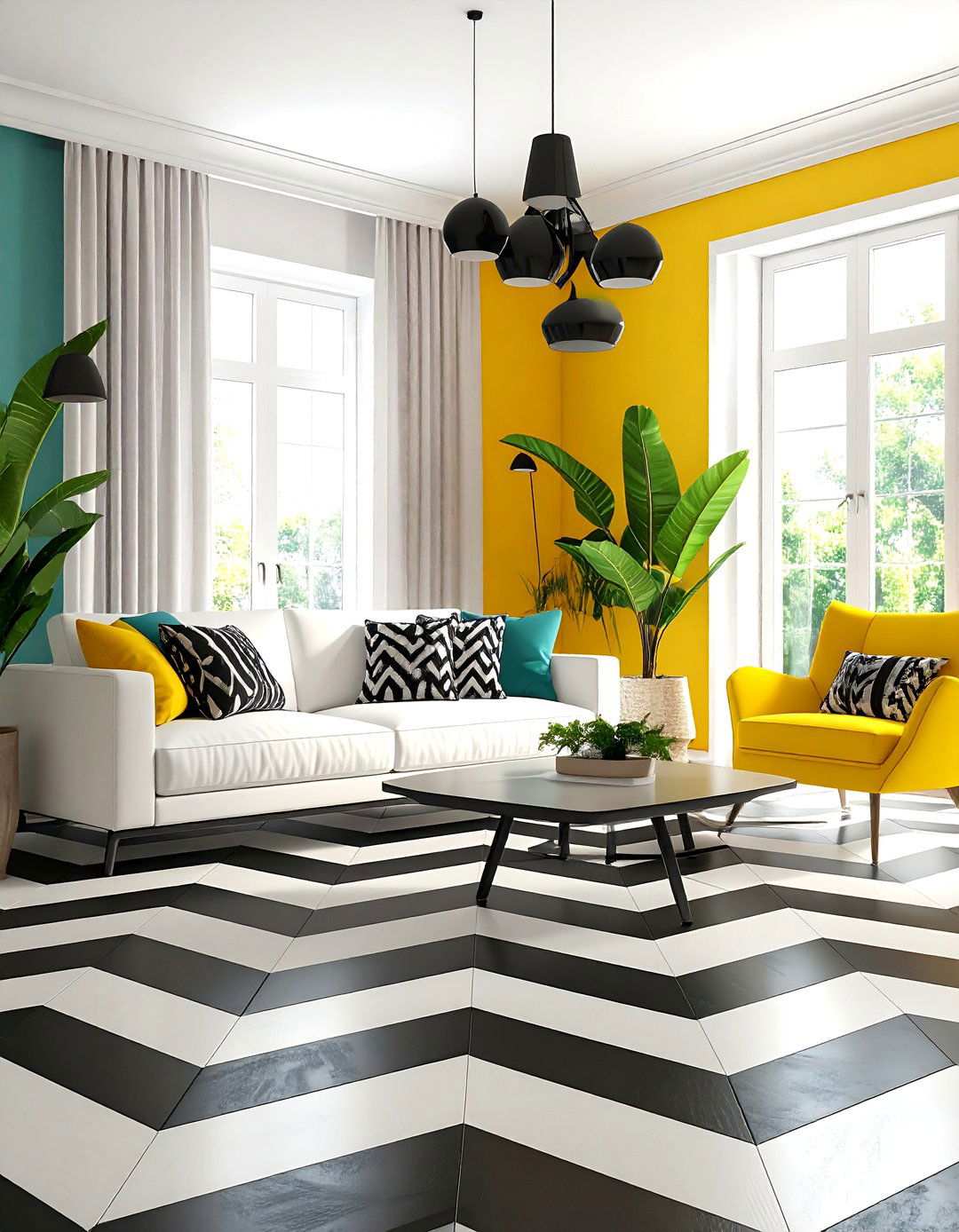 Chevron Pattern Floor Design - 24 Painted Floor Ideas