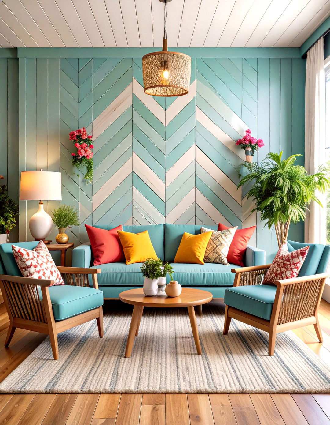 Chevron Pattern Shiplap Feature Wall - 24 Shiplap Wall Entryway Ideas