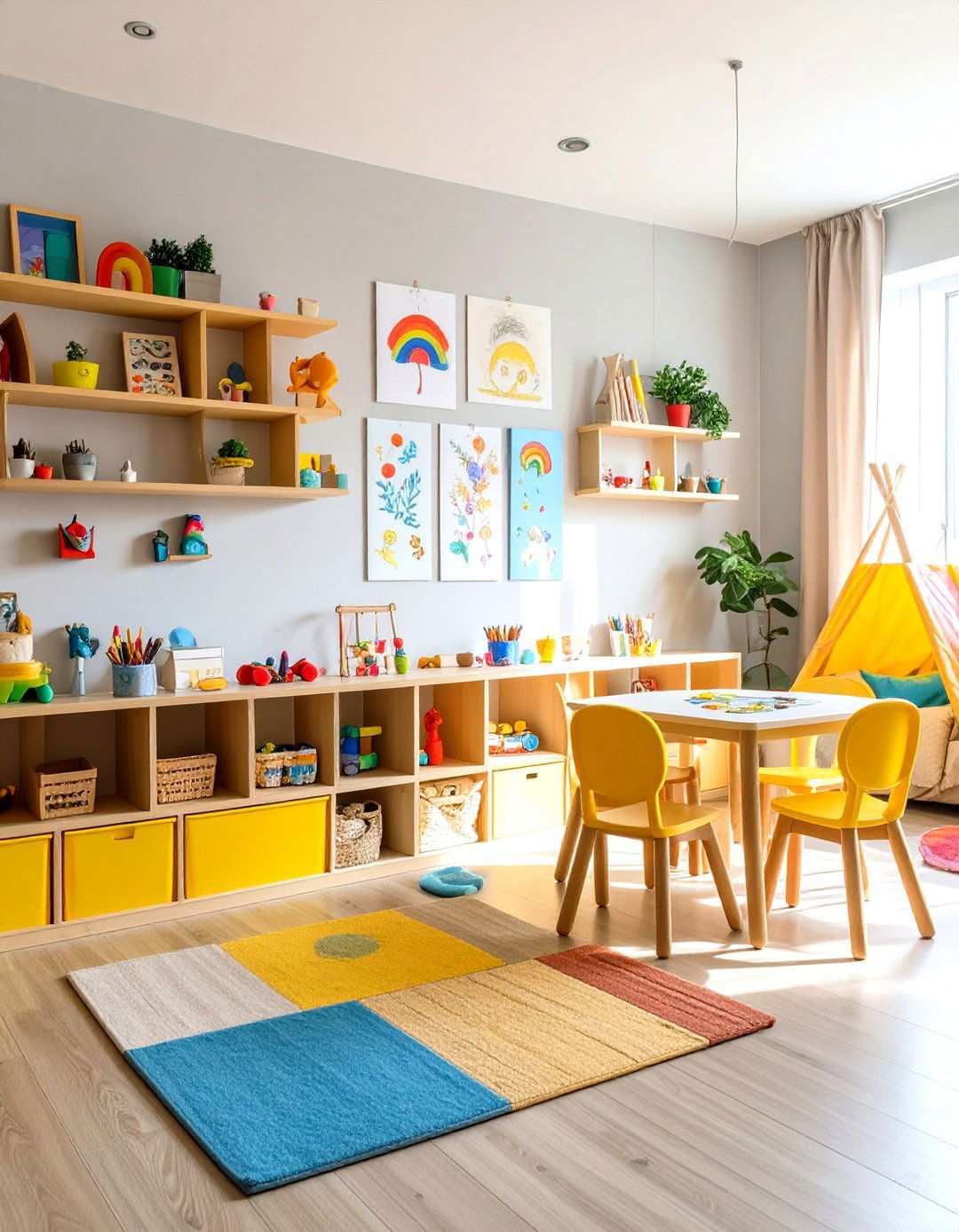 Childrens Artwork Gallery with Rotating Display - 24 Wall Collage Ideas