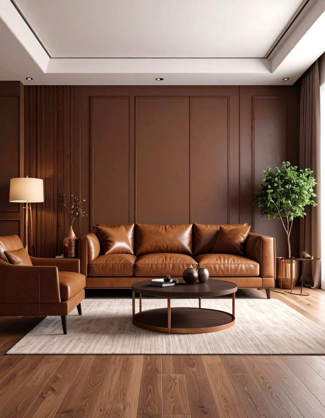 Chocolate Brown Cozy Living Room - 24 Monochromatic Living Room Ideas