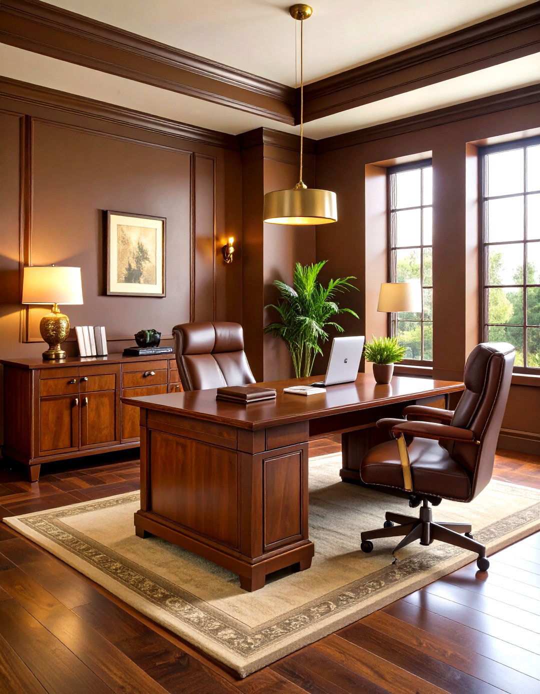 Chocolate Brown Studious Warmth - 24 Home Office Paint Colors
