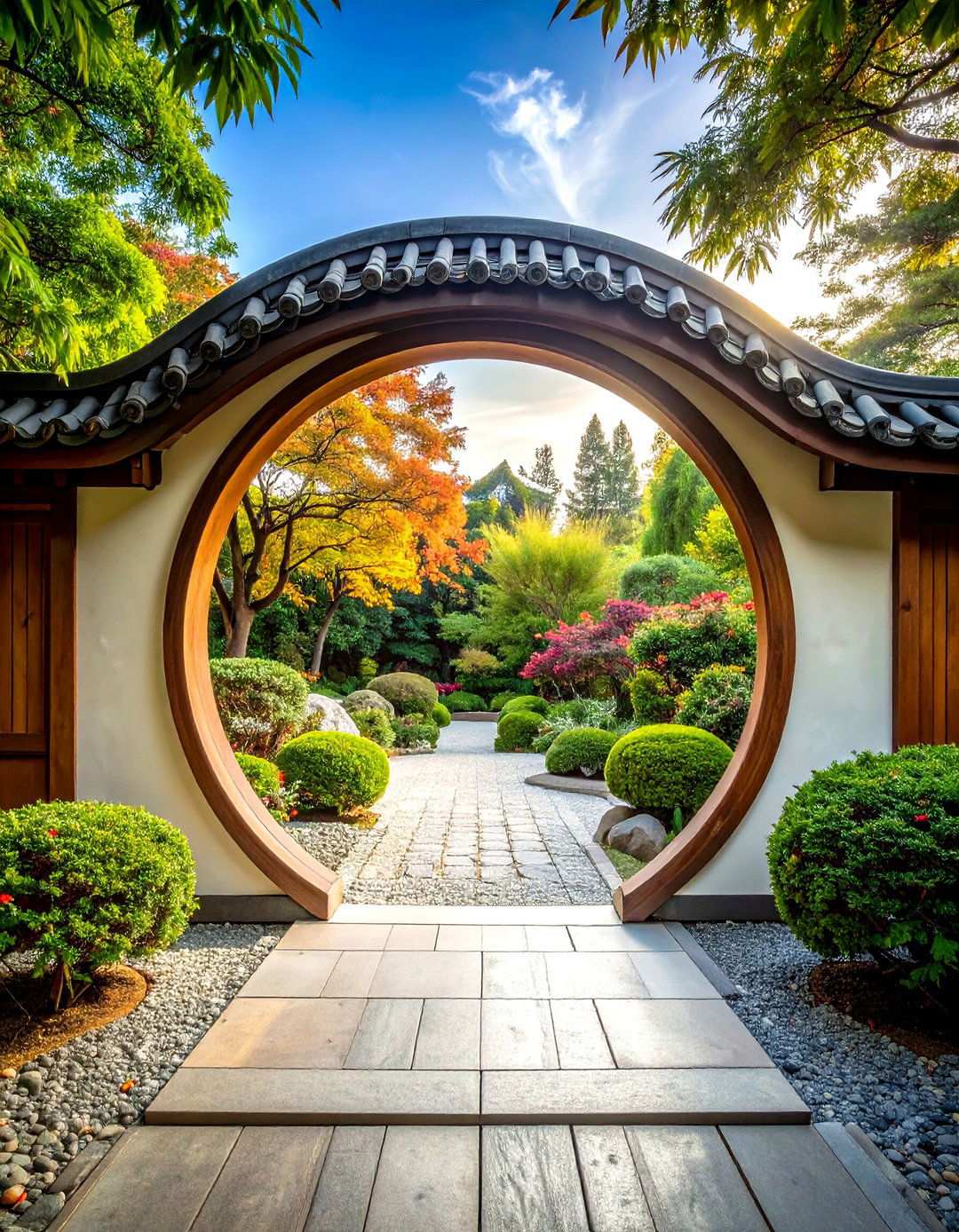 Circular Moon Gate Design - 24 Japanese Garden Gate Design Ideas