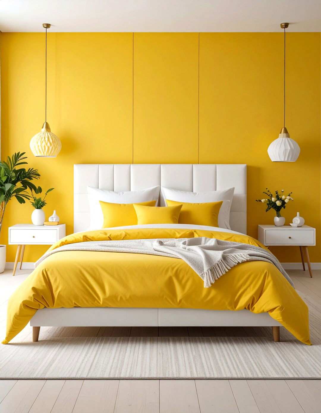 Citrus Burst Modern Minimalist Bedroom - 24 Lemon Bedroom Ideas