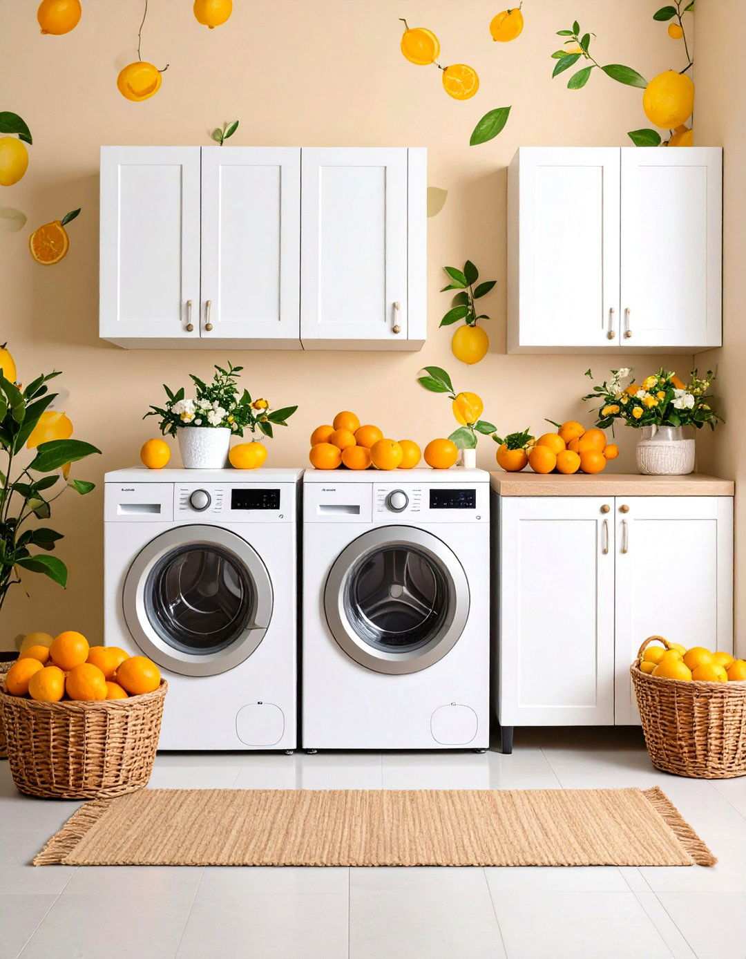 Citrus Fruit Motifs - 24 Laundry Room Wallpaper Ideas