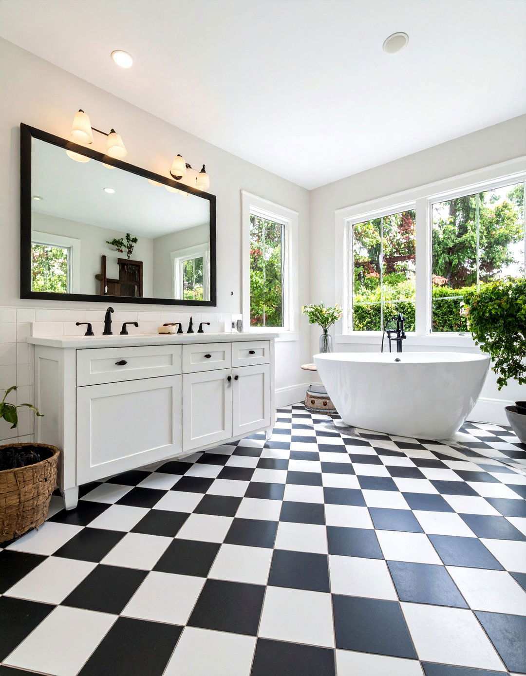 Classic Black and White Checkered Pattern - 24 Penny Tile Bathroom Floor Ideas