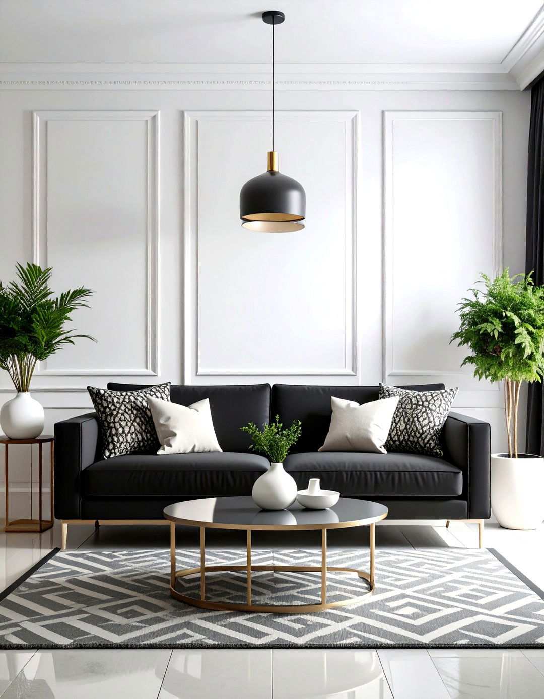 Classic Black and White Elegance - 24 Living Room Ideas With Black Couches