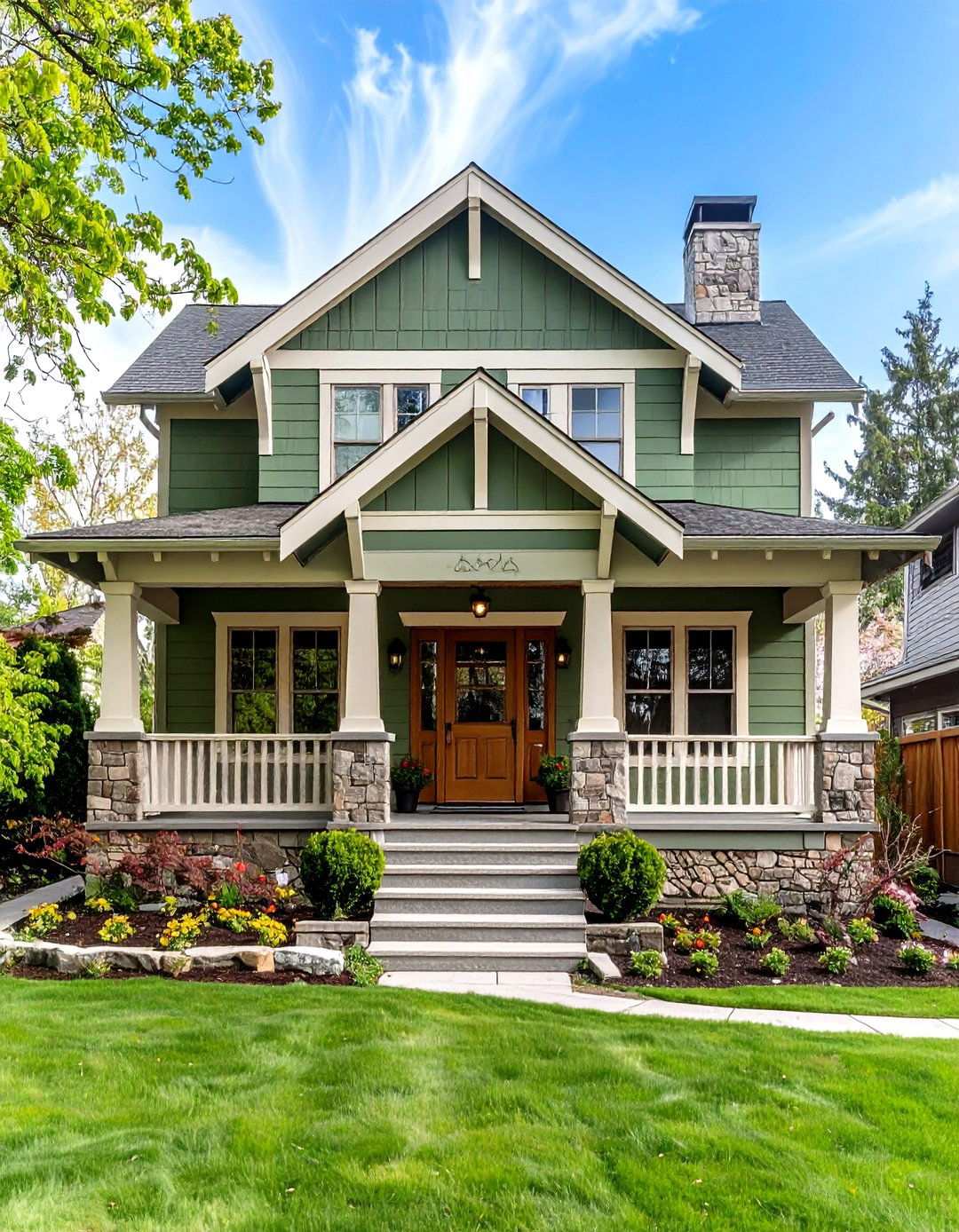 Classic Craftsman Olive Green Style - 24 Olive Green House Exterior Ideas
