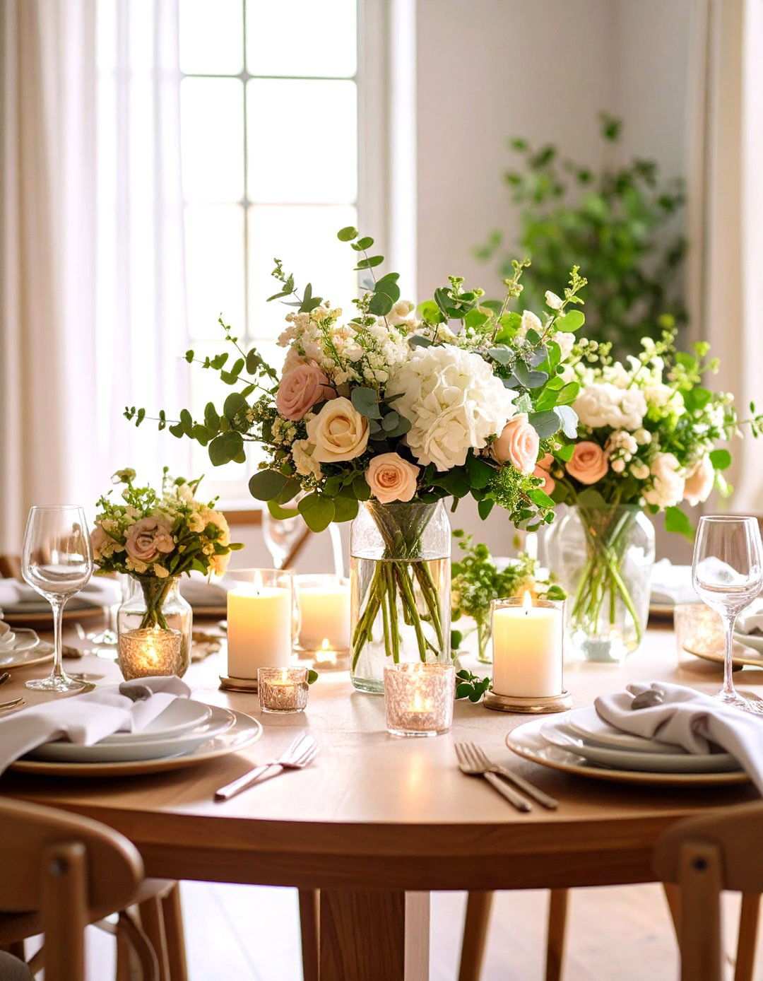 Classic Floral Arrangement with Seasonal Blooms - 24 Round Table Decor Ideas