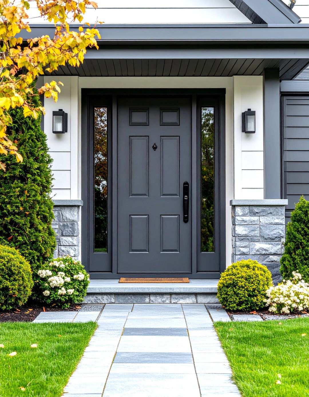 Classic Gray Stained Front Door - 24 Stained Front Door Ideas